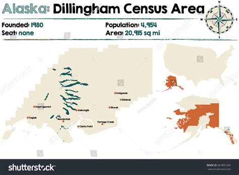 Large Detailed Map Dillingham Census Area Stock Vector Royalty Free 667881445 Shutterstock