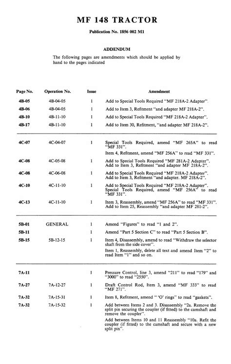 Massey Ferguson Mf 135 Mf 148 Tractor Workshop Service Repair Manual