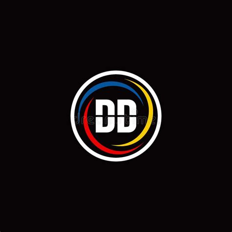 DD Monogram Logo Isolated On Circle Shape With 3 Slash Colors Rounded