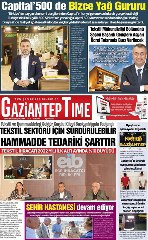 A Ustos Tarihli Gaziantep Time Gazete Man Etleri