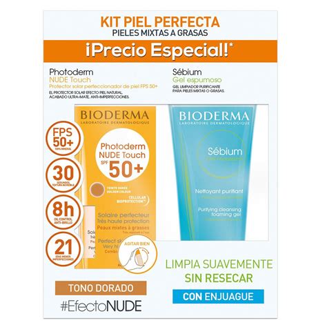KIT Photoderm Nude Touch Dorado SPF 50 y Sébium Gel 100 ml