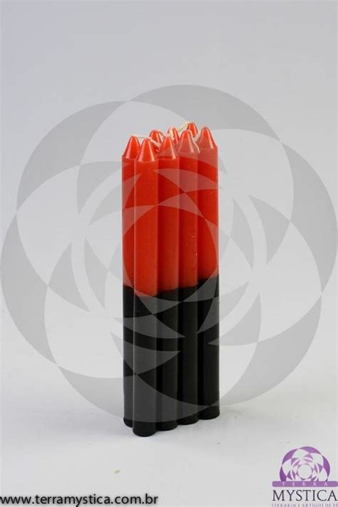 VELA PALITO Vermelho E Preto Velas Loja Umbanda EAD