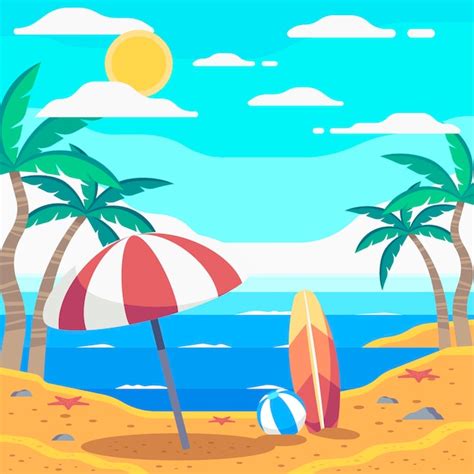 Free Vector Flat Summer Illustration