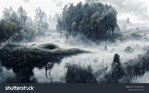 Artistic Concept Painting Scary Dangerous Landscape Stock Illustration ...