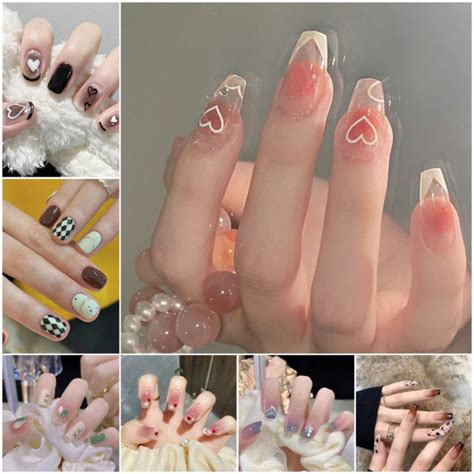 Best With Jelly Glue Pcs Nail Art Fake Nails French Long Fake