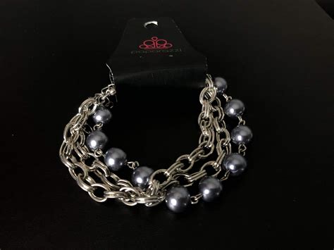 Blue Pearl And Silver Chain Bracelet Paparazzi Flamingo Angie