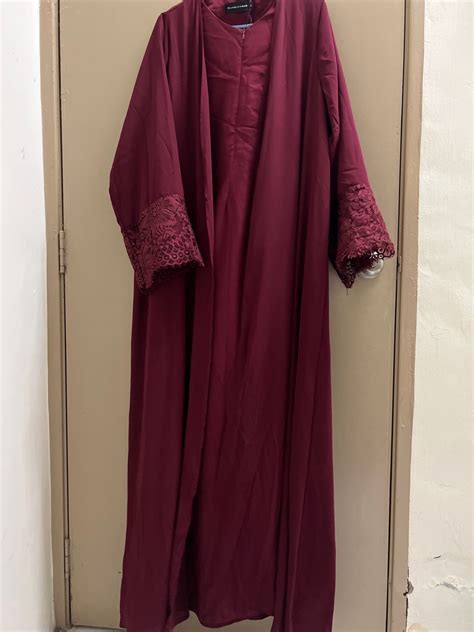 Hijabistahub Nawra Abaya Maroon Burgundy Women S Fashion Muslimah