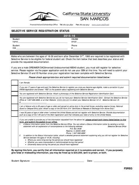 Fillable Online Csusm Service Registration Status Csusm Fax Email