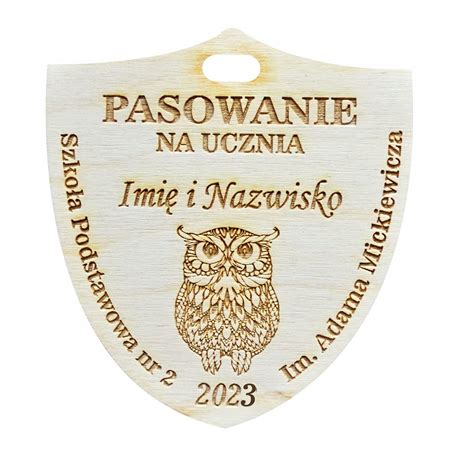 Medal Szkolny Tarcza Sowa Pasowanie Ucznia Drewno 12644863110 Allegro Pl