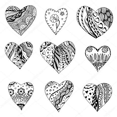 Zentangle Style Hearts Stock Vector Image By Frescomovie 96453370