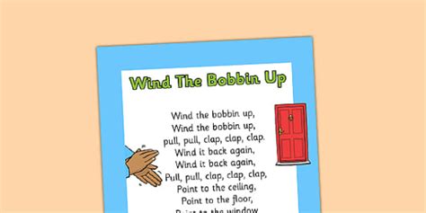 Wind the Bobbin Up Nursery Rhyme Print Out (teacher made)