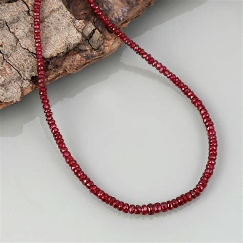 Ruby Necklace Beaded Necklace Gemstone Beads Necklace Red Etsy