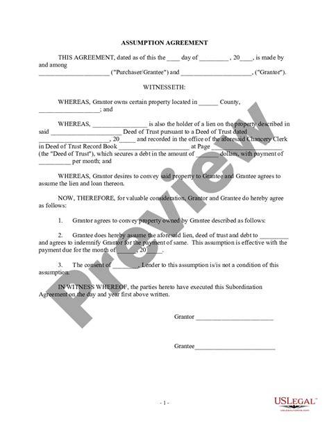 Assumption Agreement Of Loan Payments Assumption Agreement Us Legal Forms