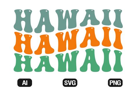 Hawaii Retro Wavy Svg Bundle T Shirt Graphic By Hosneara 4767