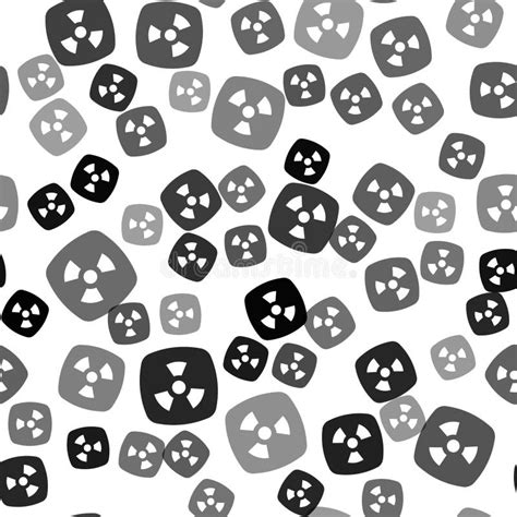 Black Radioactive Icon Isolated Seamless Pattern On White Background