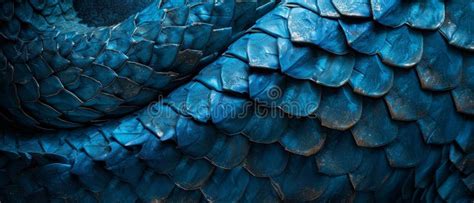 Blue Dragon Scale Pattern Close Up Luxury Background Texture For