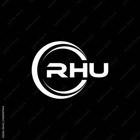 RHU letter logo design with black background in illustrator, vector logo modern alphabet font ...