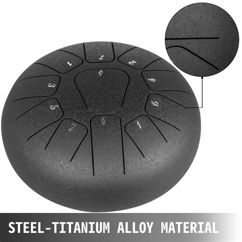 Steel Tongue Drum 8 11 Notes Pan Drum Handpan Mallet Bracket Black