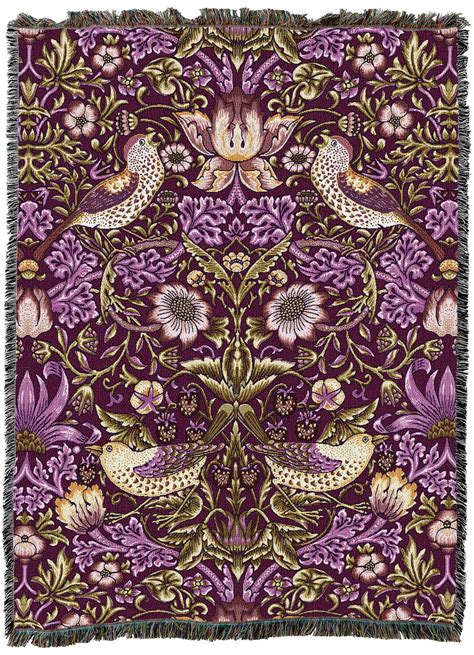 William Morris Strawberry Thief Plum Throw Quality Tapestries Inc