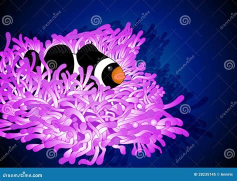 Clownfish And Anemone Icon In Cartoon Style Isolated On White