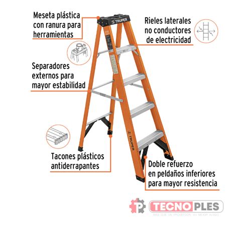 Escalera Tipo Tijera Fibra De Vidrio Truper 100224 Tecnoples SAS