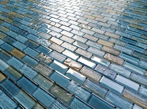 1 2 Waterline Tiles Fiji Subway Glass Mosaic Collection From United States