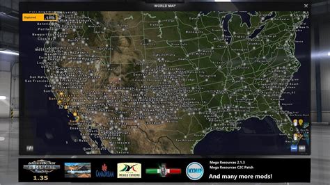 ATS 1.35 - DX11 I Big Map Combo incl US Expansion, Canadream, Mexico maps, C2C I Other ATS mods ...