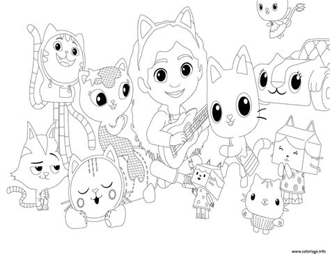 Coloriage Gabby Chat Et Les Chats Pandy Et Autres JeColorie