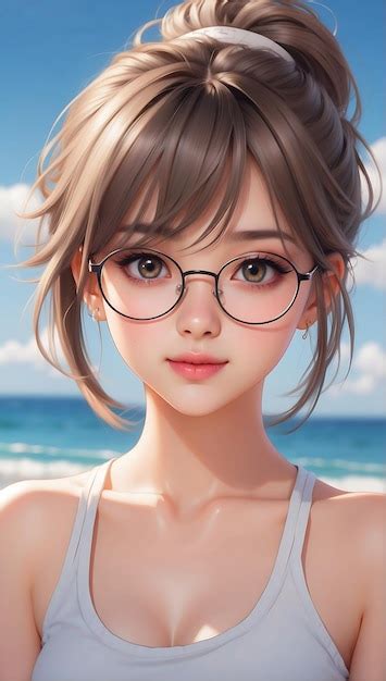 Premium Photo Cute Anime Girl With Glasses