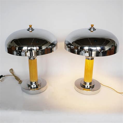 Vintage Art Deco Dome Lamps Bakelite And Chromed Metal For Sale At 1stdibs