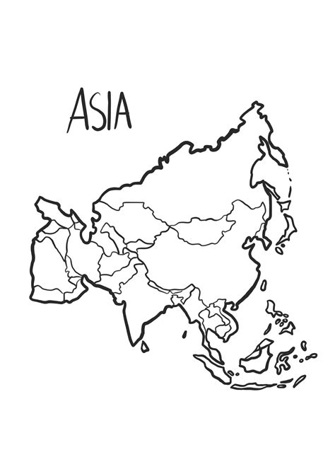 Asia Map Coloring Page