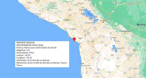 Fuerte temblor hoy en Tacna sismo de 4 6 se registró la noche del