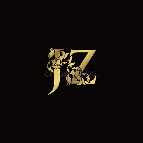 Gold Luxury J And Z Jz Letter Initial Logo Icon Monogram Floral Leaf