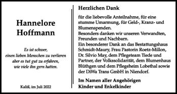 Traueranzeigen Von Hannelore Hoffmann Trauer Nordkurier