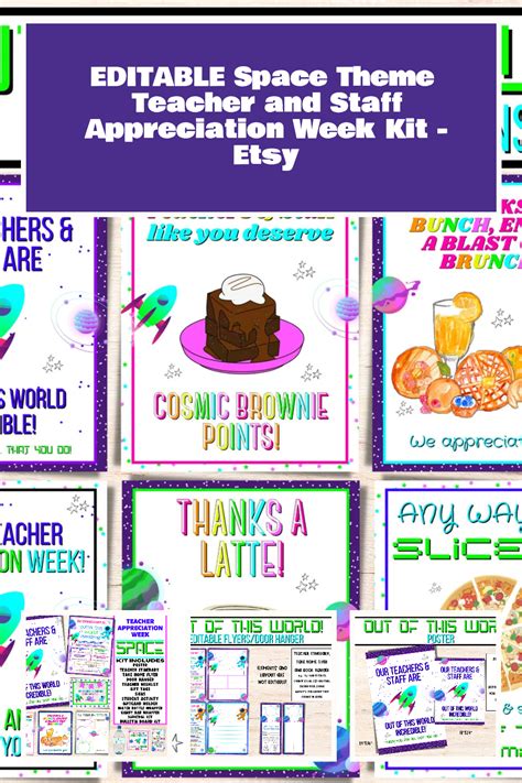 EDITABLE Space Theme Teacher And Staff Appreciation Week Kit Itinerary