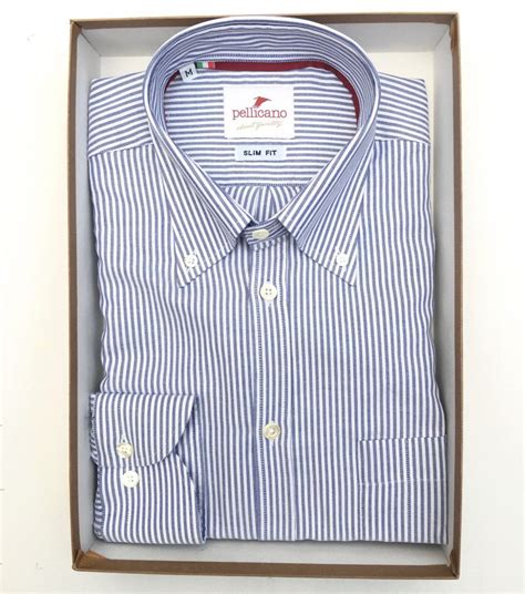 Men S Stripe Oxford Button Down Shirt In Blue White Pellicano Menswear