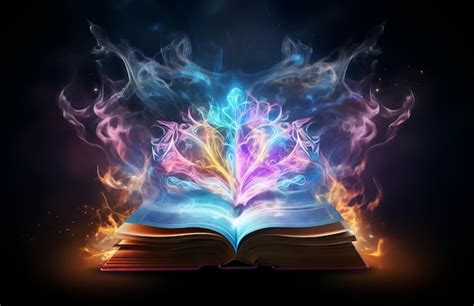 Premium Photo Open Book With Magic Light And Smoke On Dark Background