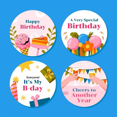 Free Vector Birthday Celebration Labels Template