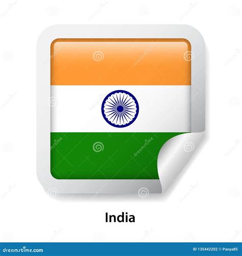 Flag of India. Round Glossy Sticker Stock Vector - Illustration of ...