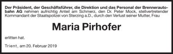 Traueranzeigen Von Maria Pirhofer Trauer Bz