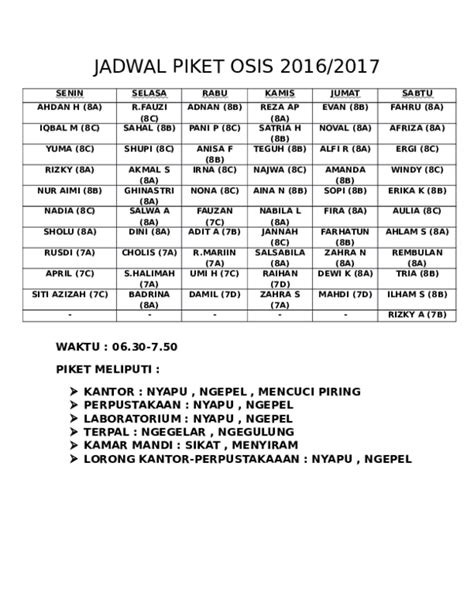 Doc Jadwal Piket Osis