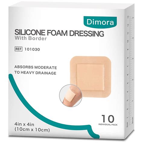 Dimora Wound Care Pads 4 X4 Silicone Foam Dressing With Border Surgical Adhesive Bandages