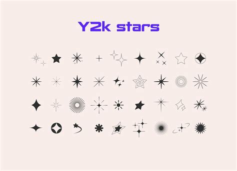 Aesthetic Y2k style. Star, bling, starburst, sparkle icons. Retro futuristic. Vector 20239112 ...