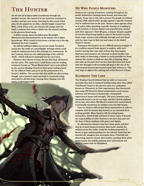 Dnd 5e Homebrew — Hunter Class By Alkaiser726 And Adelaide Adelier