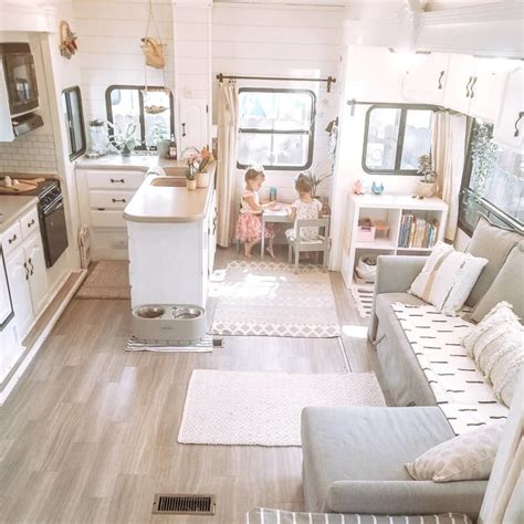 Twinning in Their 5th Wheel: Family of Four’s Renovated RV Life! | Rv interior remodel, Caravan ...