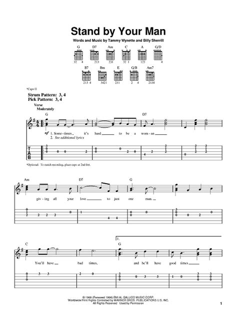 Stand By Your Man" Sheet Music by Tammy Wynette; Lynn Anderson for Easy ...