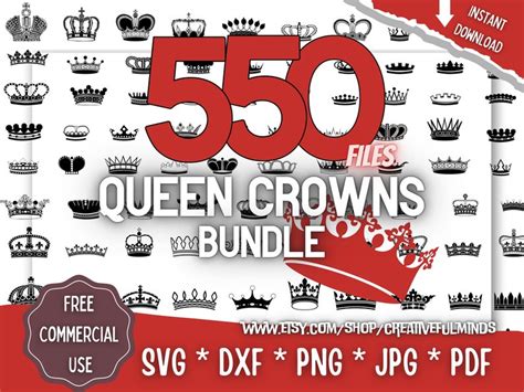 Queen Crowns Svg Bundle For Cricut Cnc Laser Etc Etsy Uk