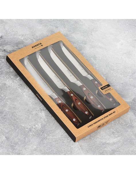 Avanta Pakkawood 4 Piece Fine Edge Steak Knife Set Blanton Caldwell