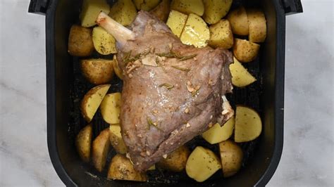 Air Fryer Half Leg of Lamb with Potatoes - Supergolden Bakes