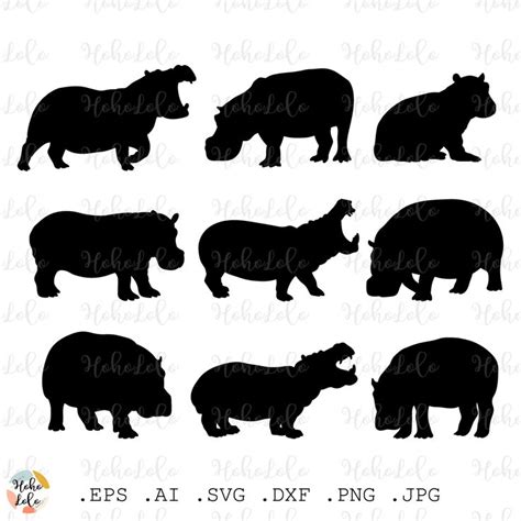 Hippopotamus Svg Silhouette Cricut Stencil Dxf Clipart Hippopotamus